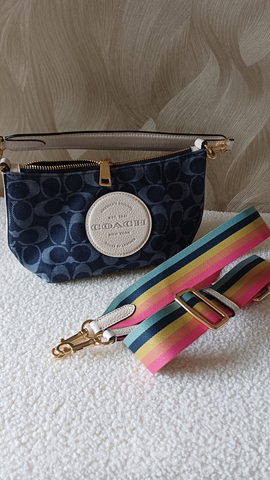 Coach Dempsy Shoulder bag Signature Jacquard Denim Blue