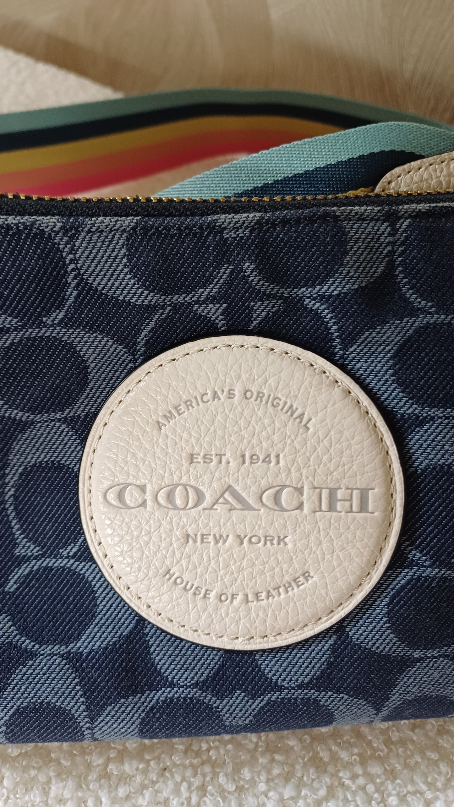 Coach Dempsy Shoulder bag Signature Jacquard Denim Blue